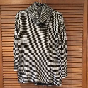 CABI Fergi black and white striped turtleneck